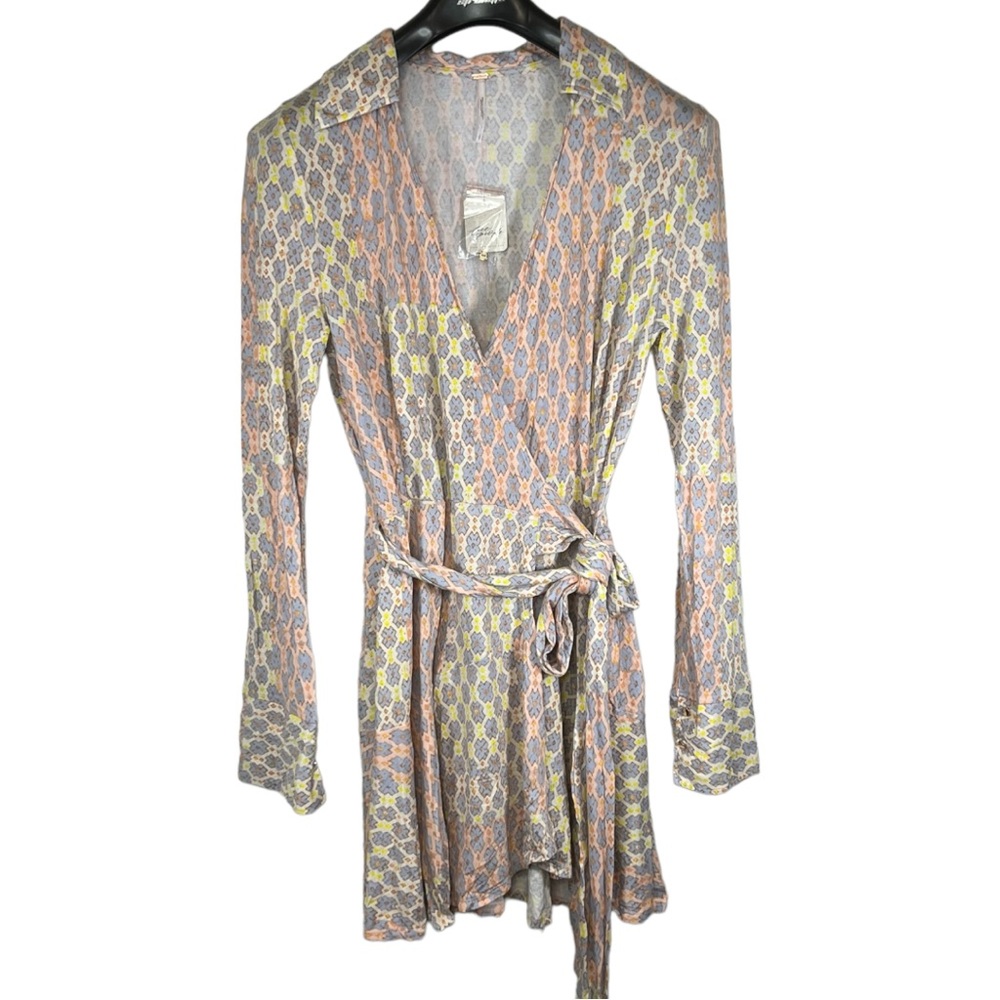 Free People floral long sleeve knee length dress Size L/G